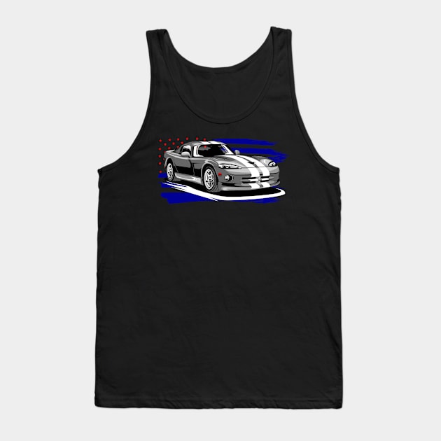 Dodge Viper Old Grey American Flag version Tank Top by aredie19